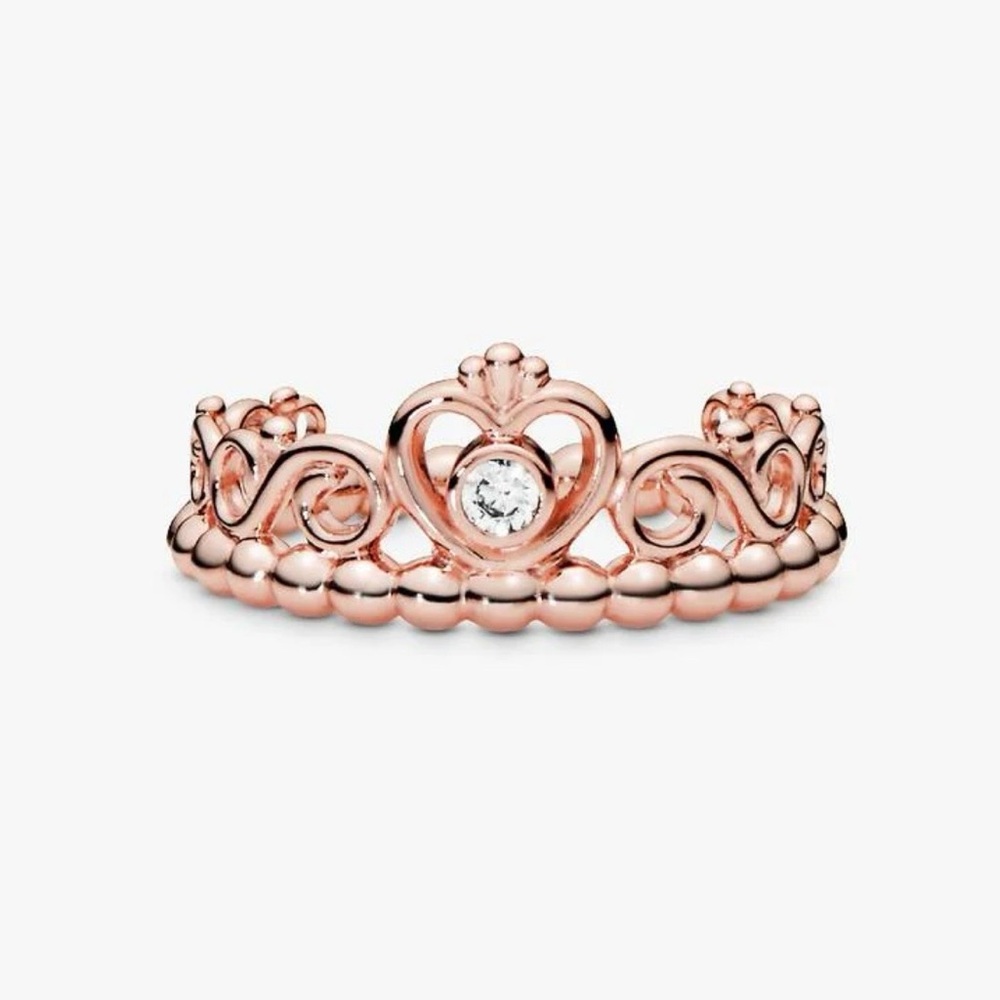 pandora princess tiara crown rose gold ring